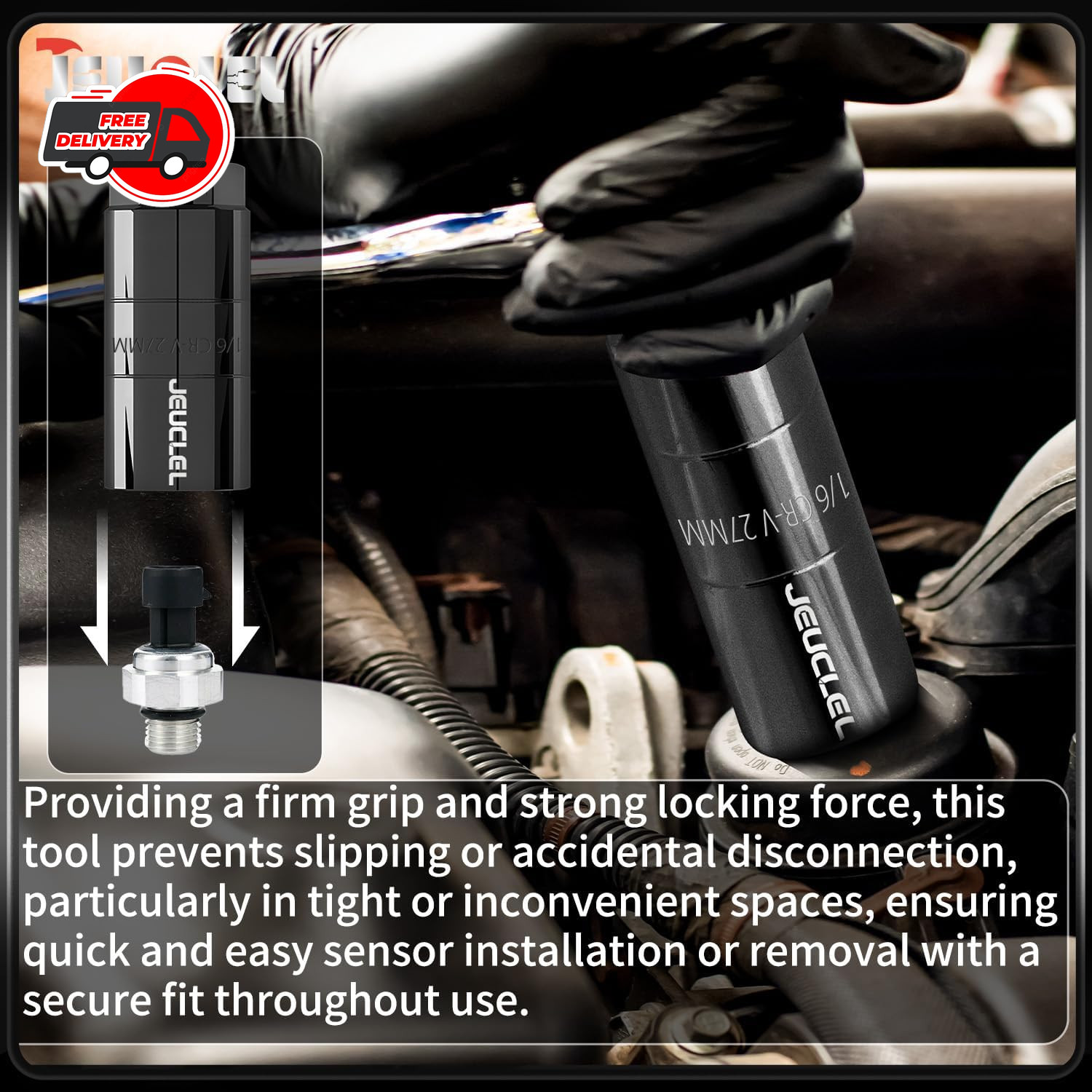 Oil Pressure Sensor Switch Socket, Special Size 1-1/16 Inch, 3/8" Black