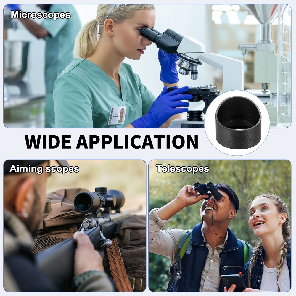 3pcs Black Rubber Microscope Eyepiece Covers 33-35mm, For Protection