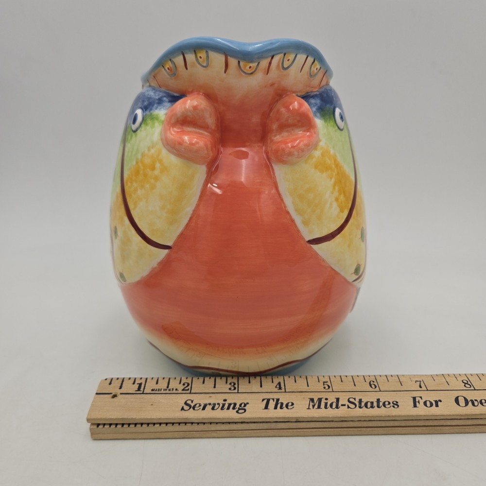 Multi Colored Fish Ceramic Pitcher by Bella Casa ( Ganz ) | Double Sided