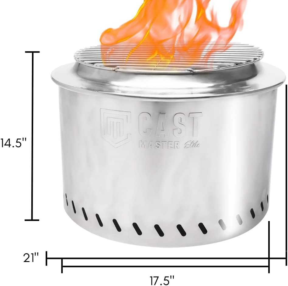 Smokeless Fire Pit Campfire Grill Cast Master BON 2000 Dual Purpose Bonfire Pit