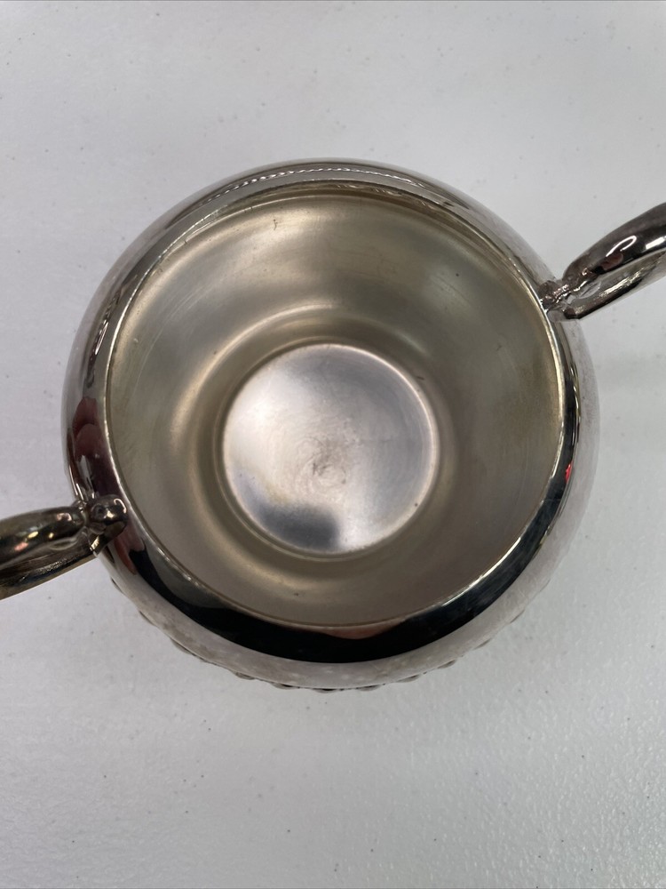 Creamer & Sugar Bowl w/ Tray Silver on Copper Silverplate Braid Rope Set 3 VTG