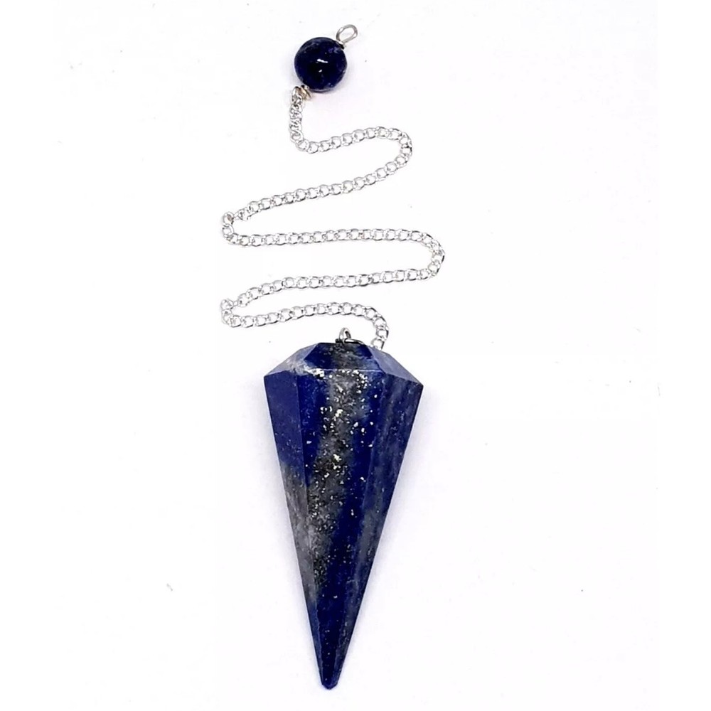 Lapis Lazuli Pendulum Dowser Chain Crystal Dowsing Divination Gemstone Tool Gift