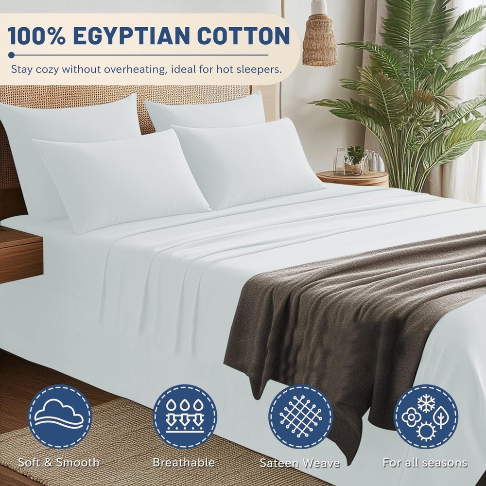 MEISHANG Extra Deep Pocket Queen Sheets - 600 Thread Count Sheets - Fits 18"-...