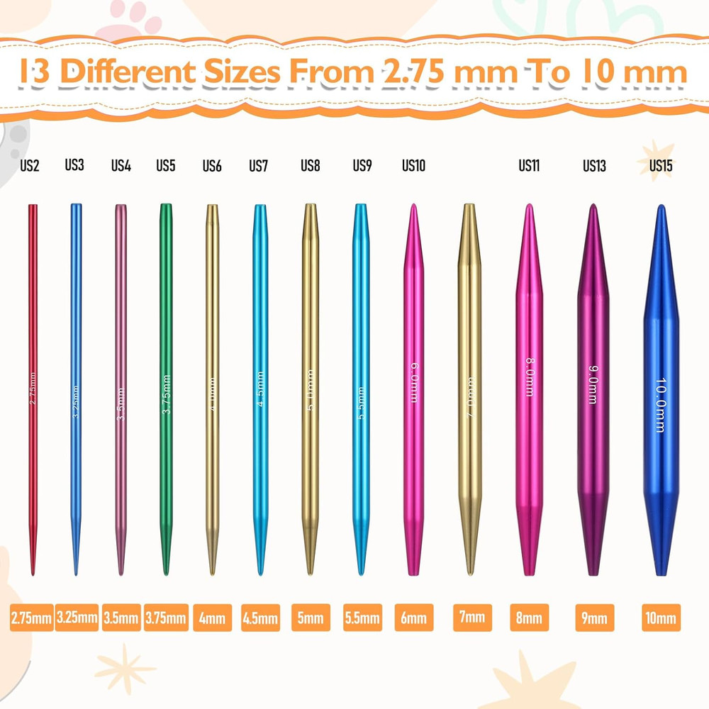 60 Pcs 2.75Mm-10Mm Interchangeable Circular Knitting Needles Set with Storage Ca