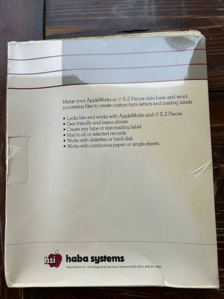 HabaMerge software, Form Lette/mailing Label Program for AppleWorks Macintosh