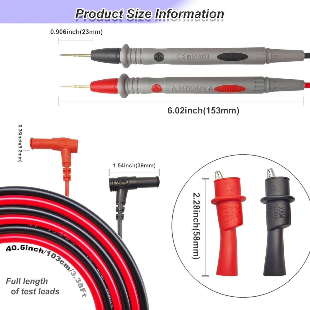 Professional Multimeter Test Leads 1000V 20A, Kit, Ultra-Sharp...