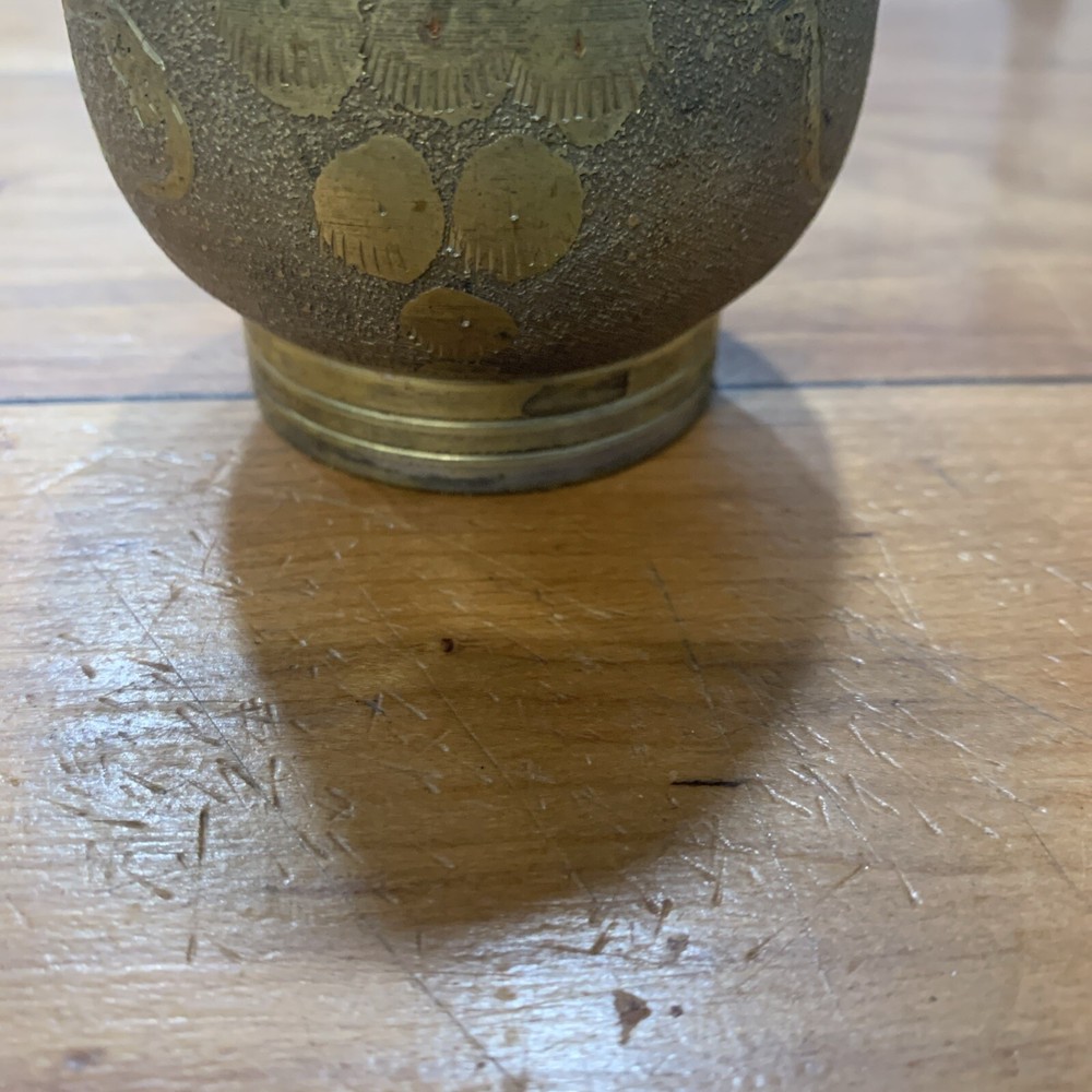 Solid Brass chalice 4” Etched Floral Motif