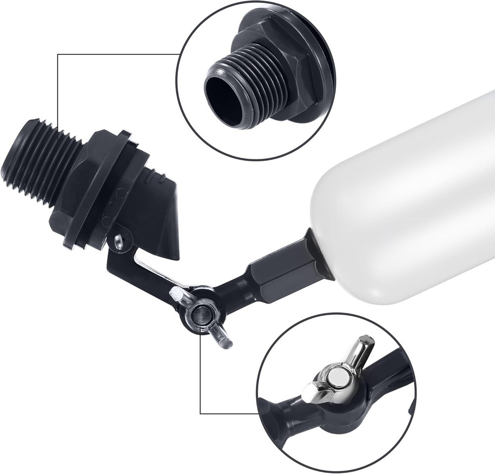 2-Pack Adjustable Arm Float Ball Valve for Automatic Water Level Control in Live