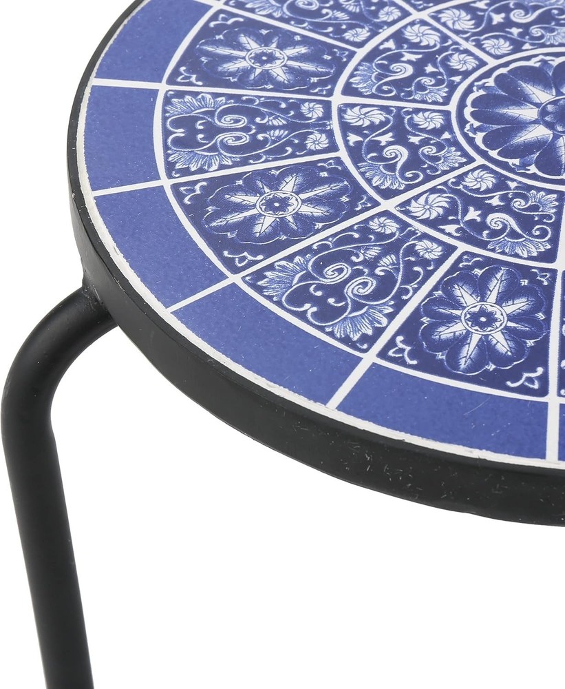 Versatile Ceramic Tile Side Table with Iron Frame - Perfect for Outdoor Decor