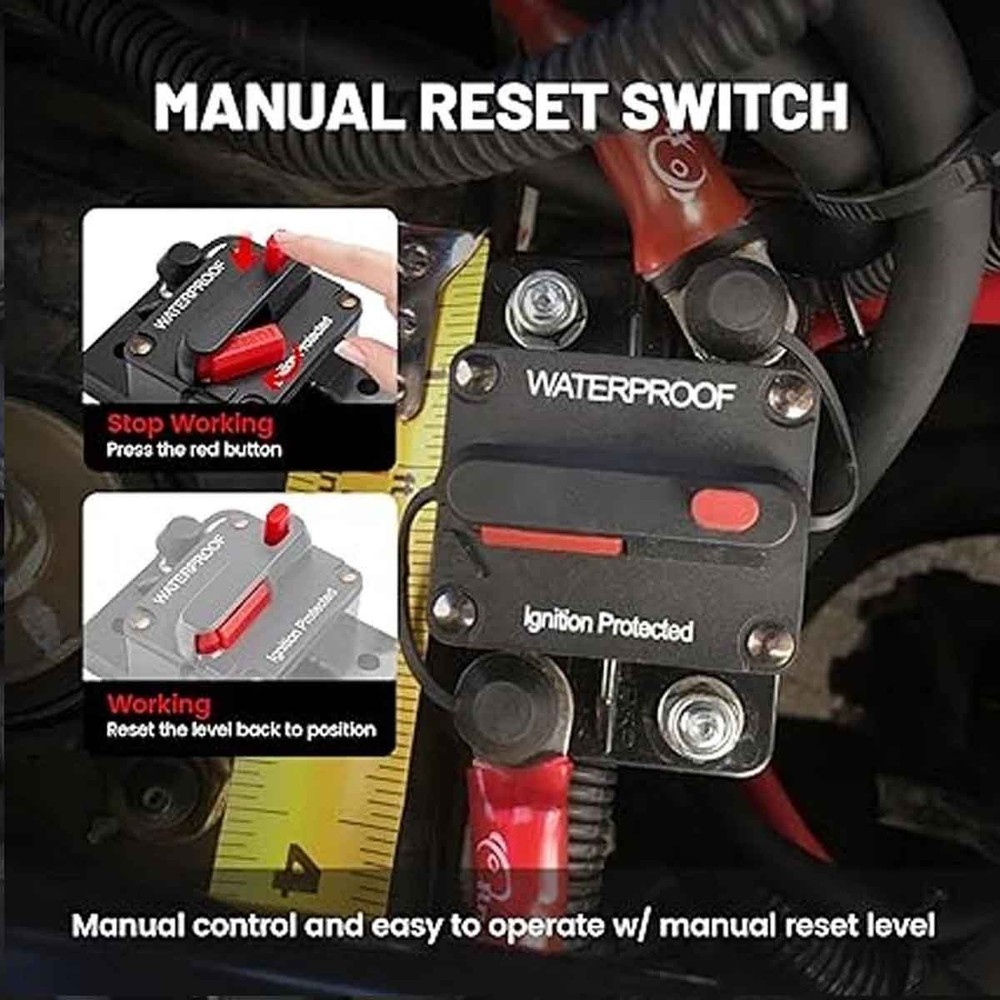Two 30 amp circuit breakers for easy installation on trolling trailer vehicles