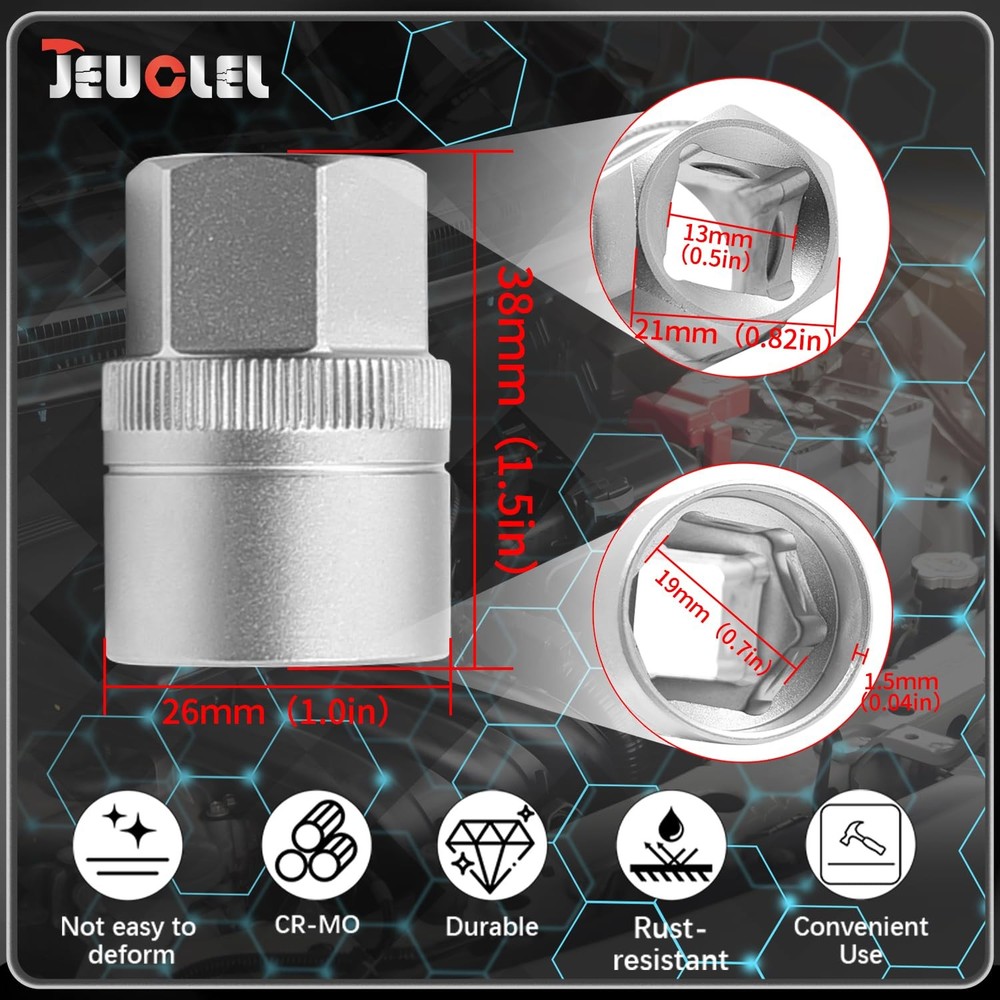 JEUCLEL 22PCS Wheel Locking Nut Key Kit 22 pieces, 22Pc Socket Set