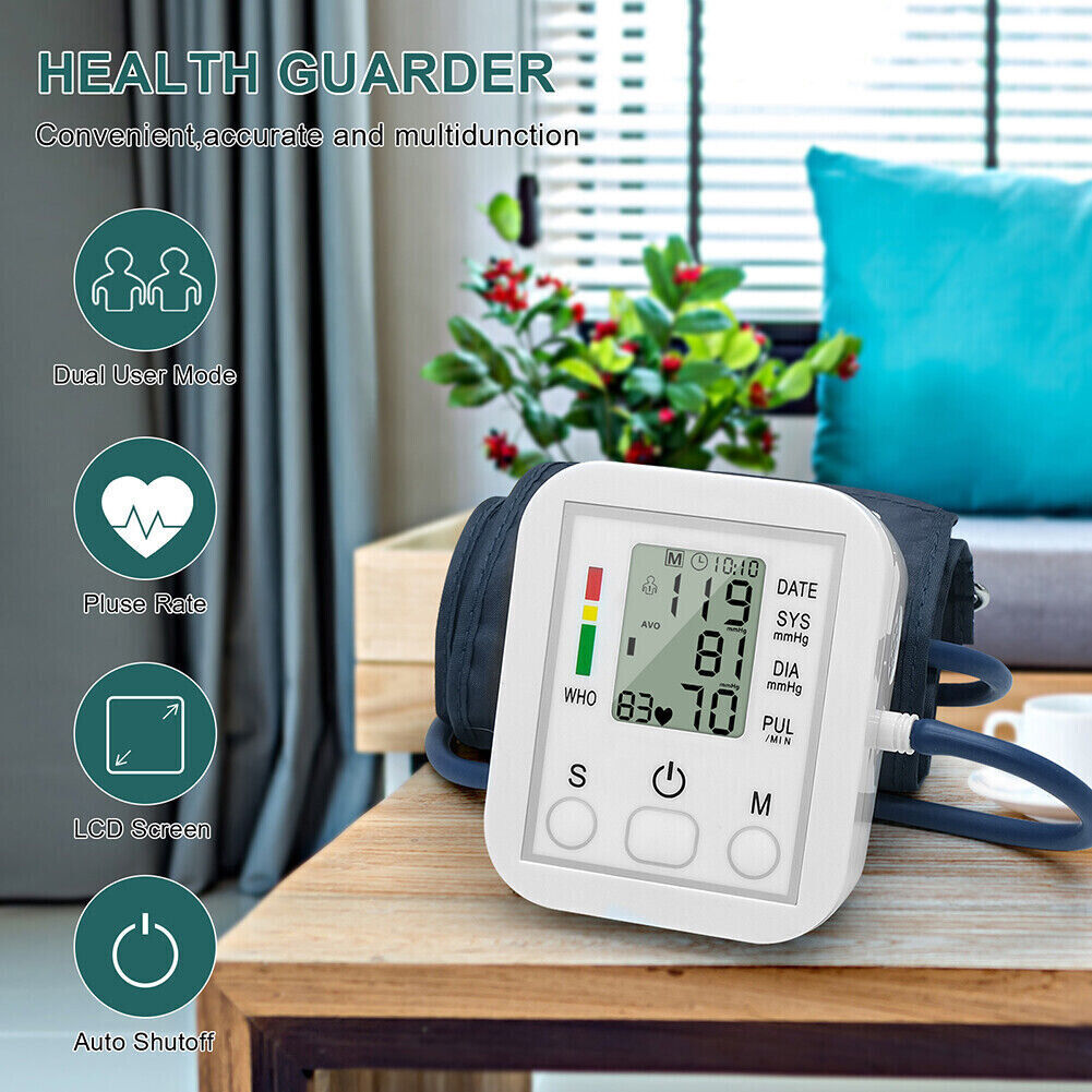 2024 Digital Automatic Blood Pressure Monitor Upper Arm BP Machine Heart Rate HP