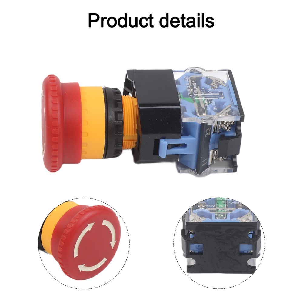 Mushroom Head Stop Button Switch 22mm NO Red Suitable for 660V Voltage