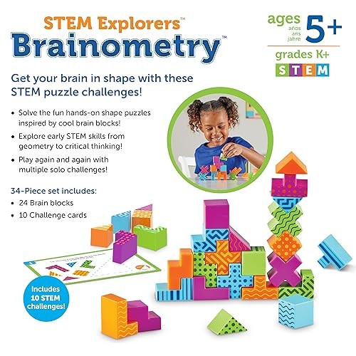 STEM Explorers Brainometry - 3d Puzzle, Brain Games, Brainteaser, Single