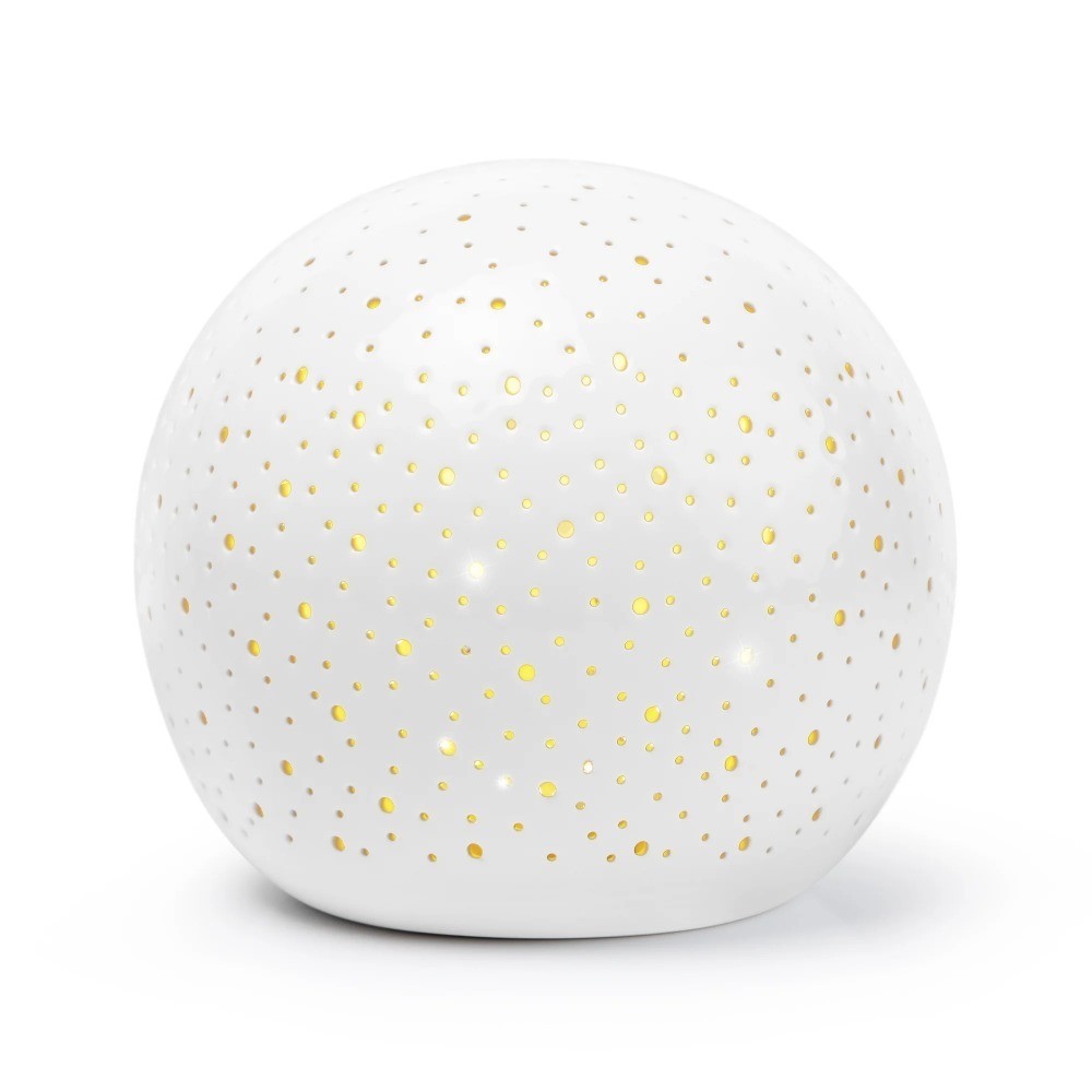 Pierced Ceramic Sphere LED Lamp Soft Warm White Battery Powered