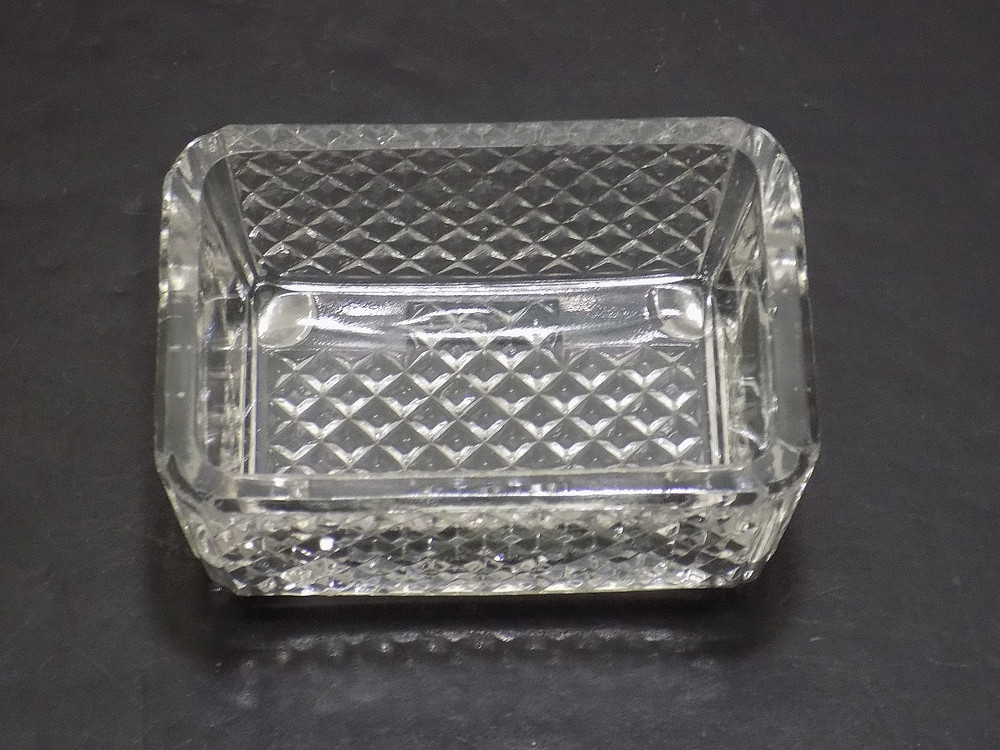 c1895 MANY DIAMONDS Pattern Clear EAPG 4-Toed Master Salt Cellar