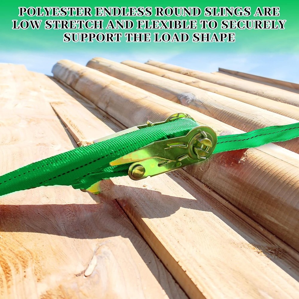 Lifting Straps Heavy Duty Polyester Endless Loop Round Slings 4ft 4pcs