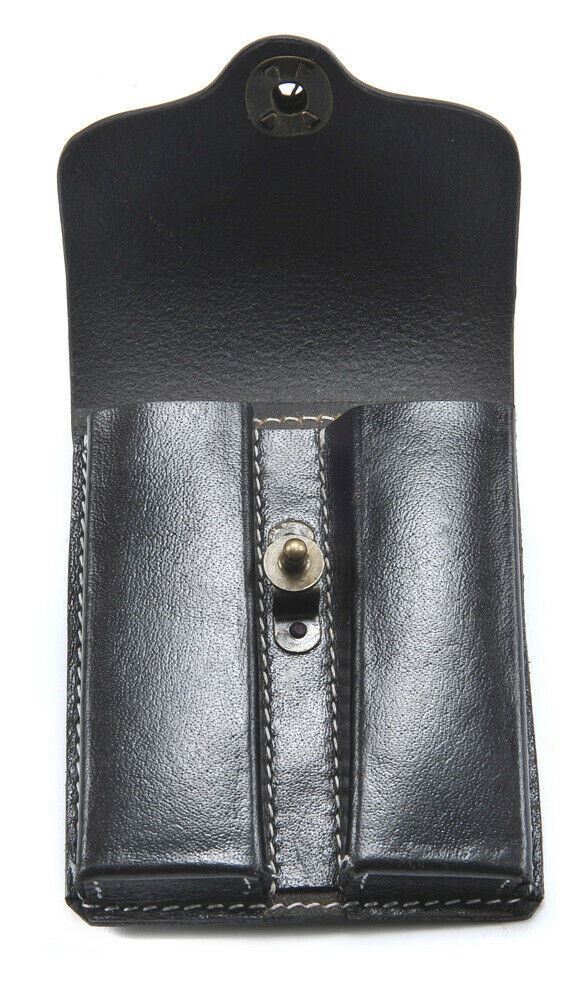 Black Leather .45 Double Magazine Pouch with belt hanger