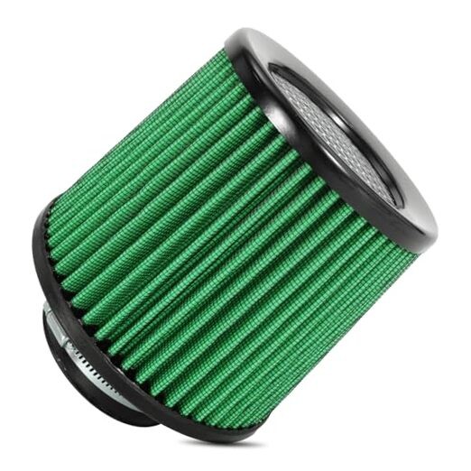 Cold Air Intake Filter High Performance Washable Filter Clamp-On Green