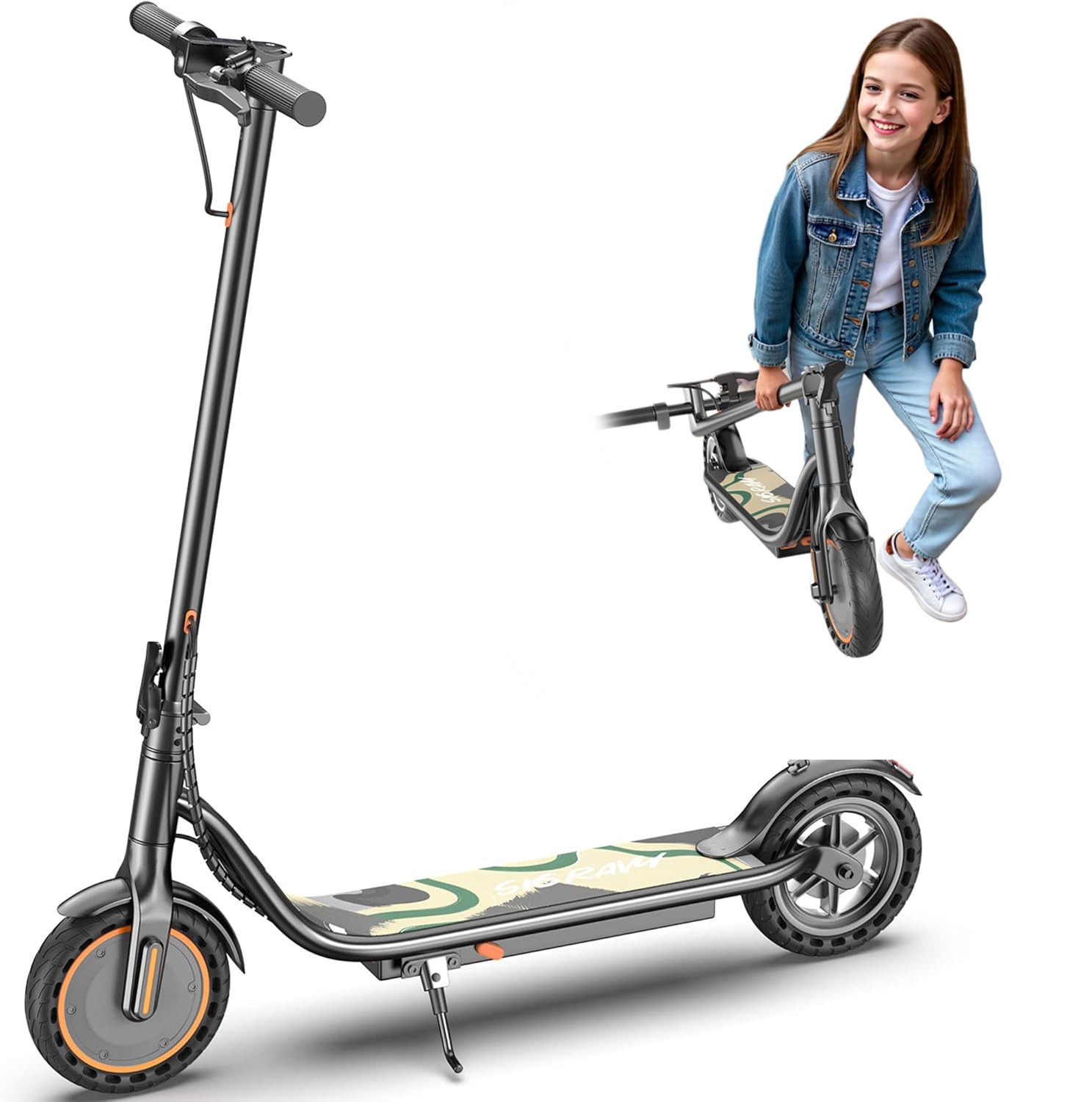 Sigravy electric adult scooter 350W 19MPH E Scooter with app 8.5" Solid Tires