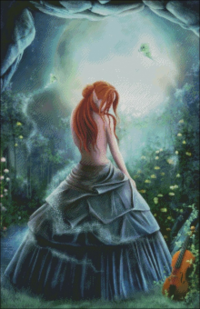 Night Song - Chart Counted Cross Stitch Patterns Needlework DIY DMC Color