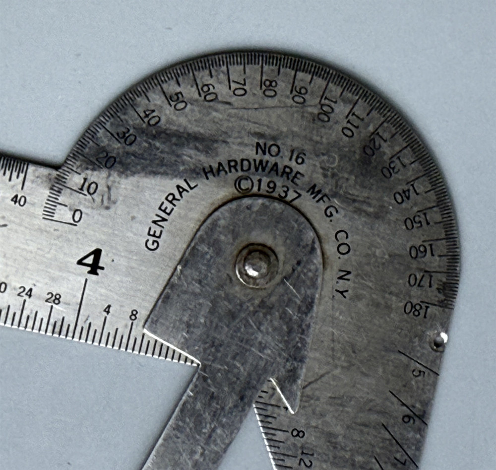 Protractor No16 General Hardware MFG Co NY c1937