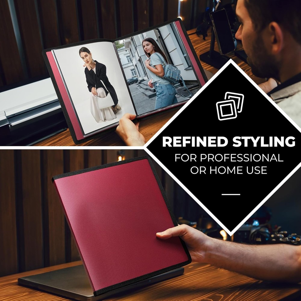 Dunwell Art Portfolio 8.5x11 Folder (Ruby), Black w/ BLK Paper, Ruby