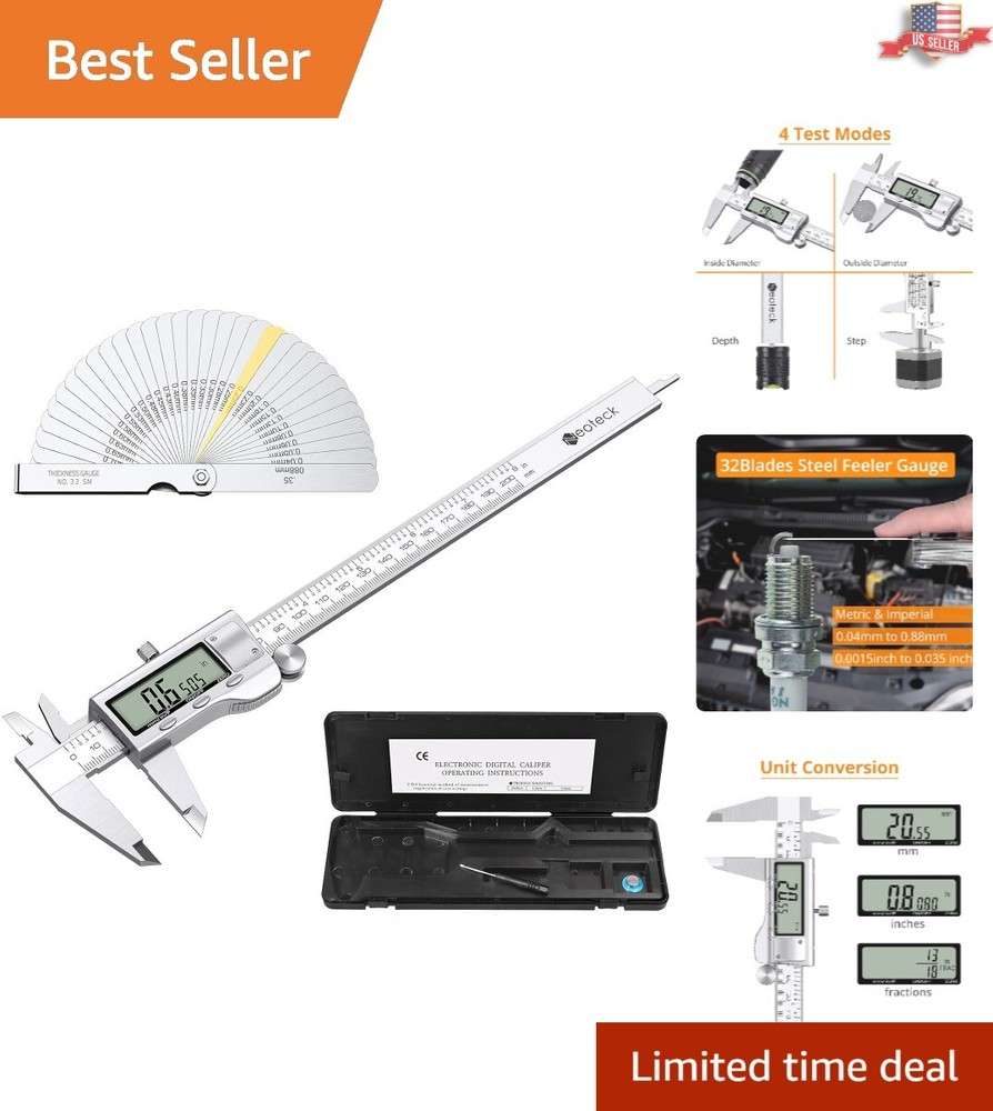 LCD Digital Caliper and Feeler Gauge Set for Versatile Measurement Needs