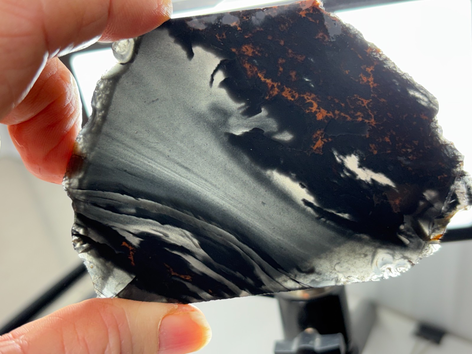 Tri-flow Sheen/Lace Obsidian Slab Lapidary Cabbing Knapping Combo ship avail
