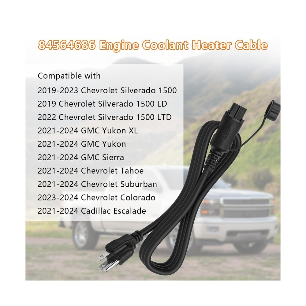 84564686 Block Heater Cable，Engine Coolant Heater Cable Compatible with C