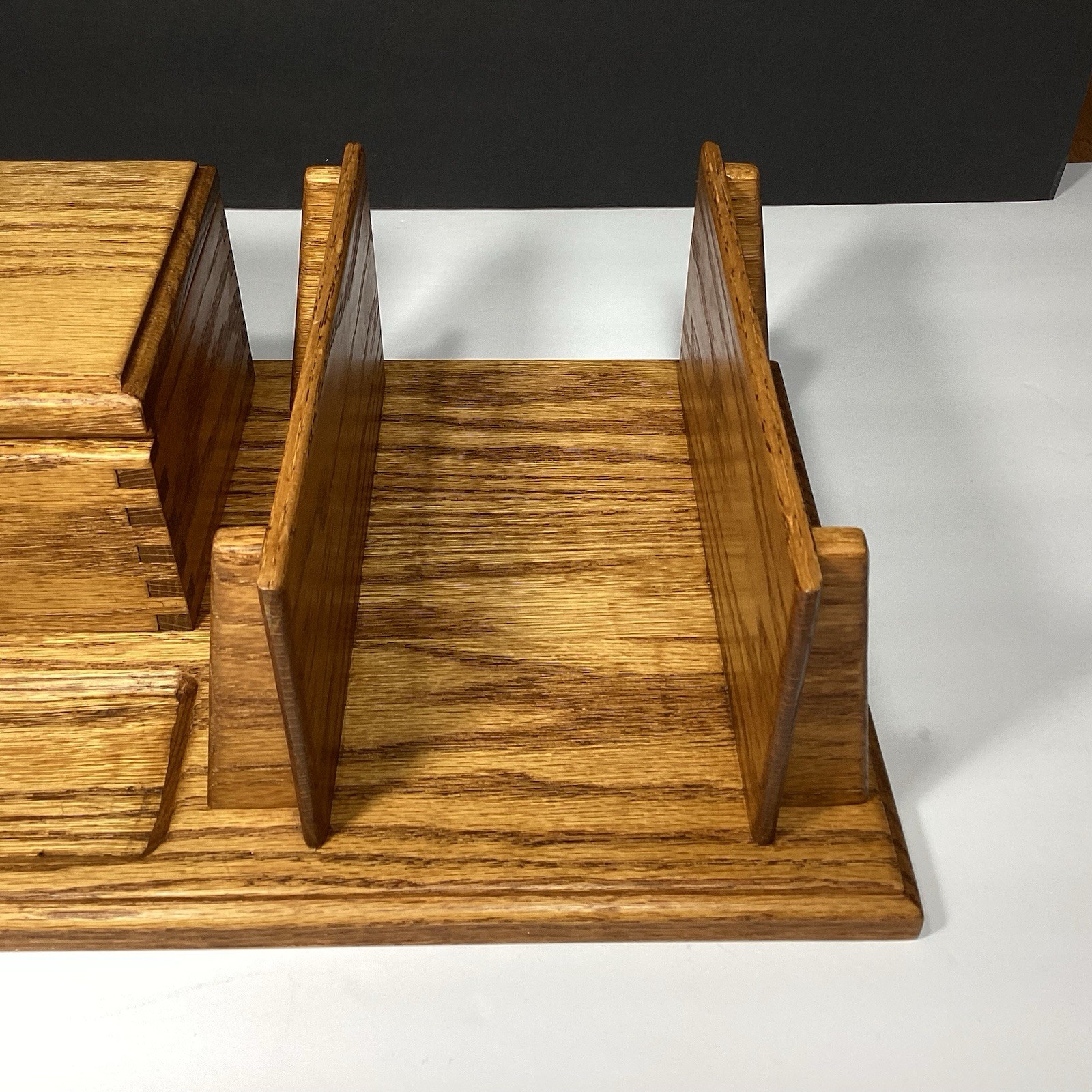 OOAK Handmade Vintage Mid Century Modern Solid Wood Desk Organizer W/ Box