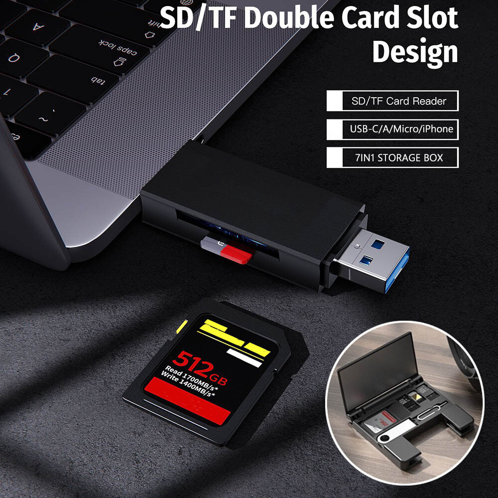 Memory Card Reader For iPhone iPad/Android Phone Case Storage Organizer Holder