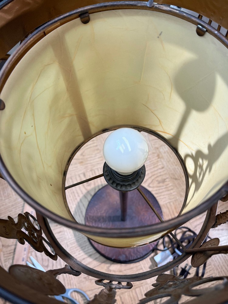 KITCHEN COPPER TABLE LAMP SPOON FORK SHEARS 24" TALL RARE UNIQUE