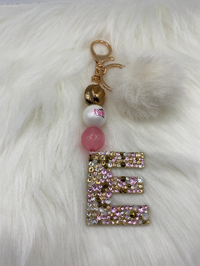 Monogram Letter Bubble Gum Bead Keychains