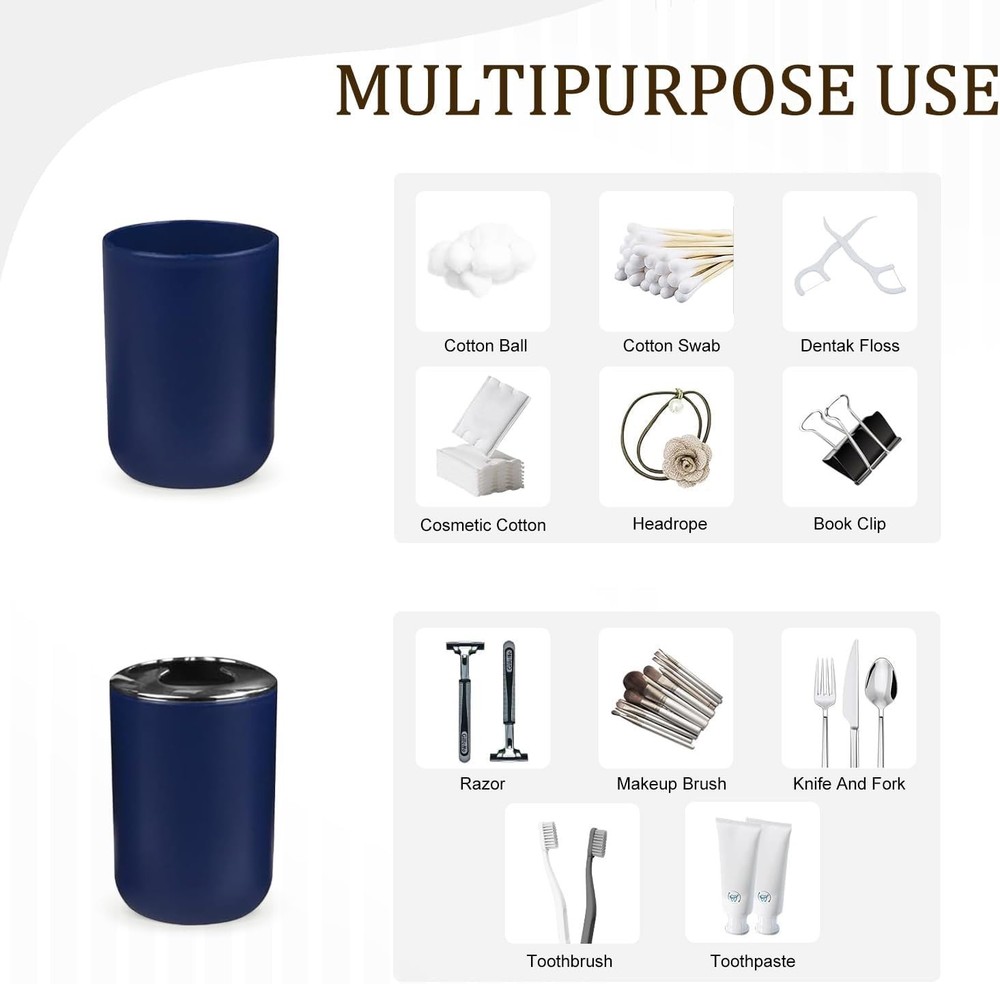 Bathroom Accessories Set 6 Pcs Bath Ensemble Includes Soap Dispenser Royal Blue
