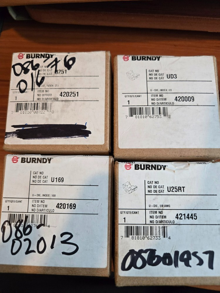 burndy u die set 4 DIFFERENT DIE SET