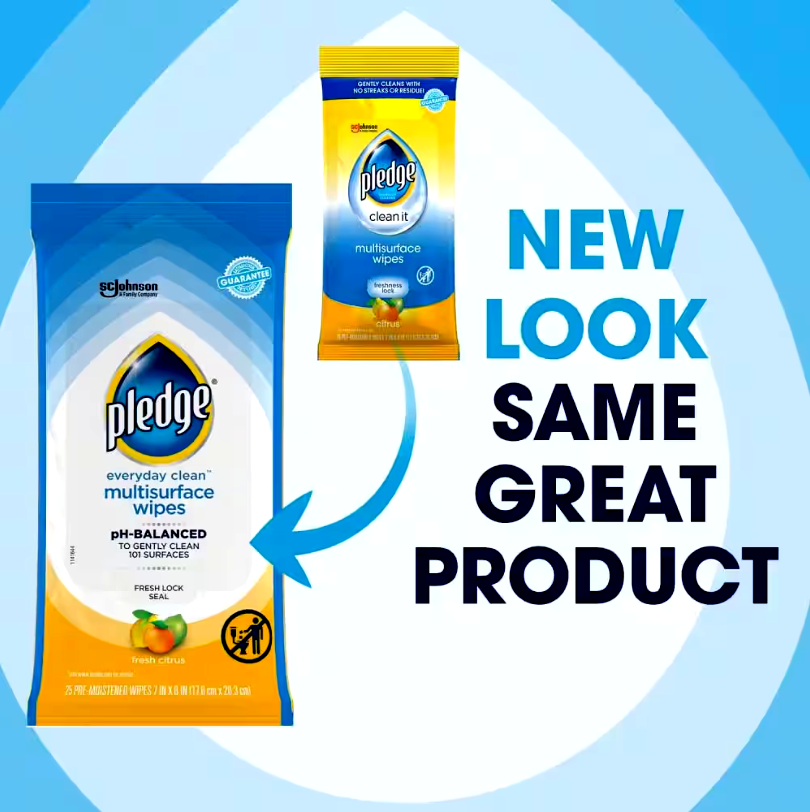 Pledge Multi-Surface Wipes, pH-Balanced formula - 25 ct.