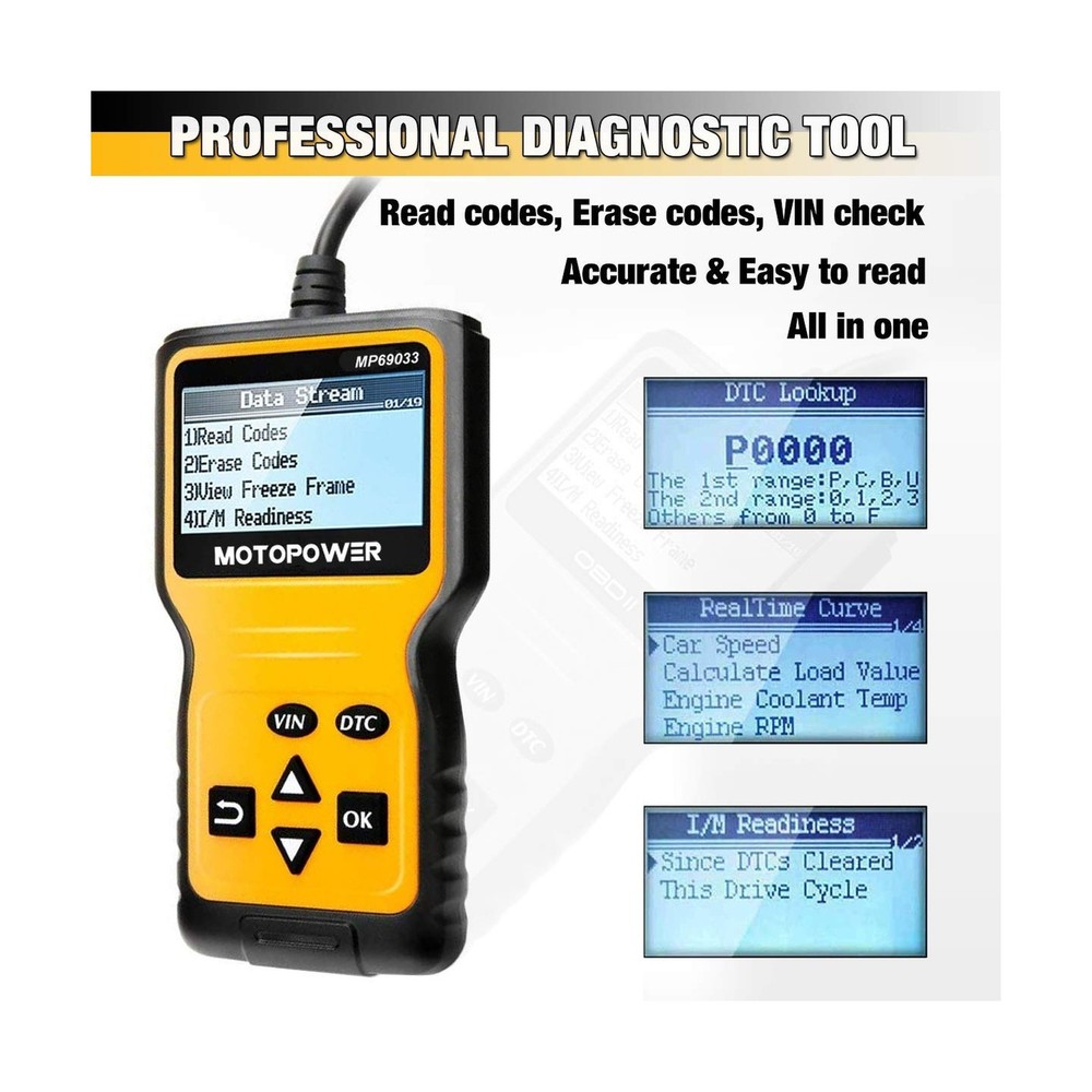 MOTOPOWER MP69033 Car OBD2 Scanner Code Reader Engine Fault Code Reader Scann...