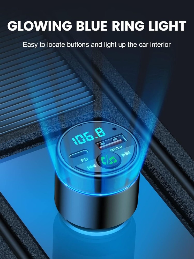 Compact Bluetooth Car Adapter with Noise Cancelling Hands-Free Call Feature