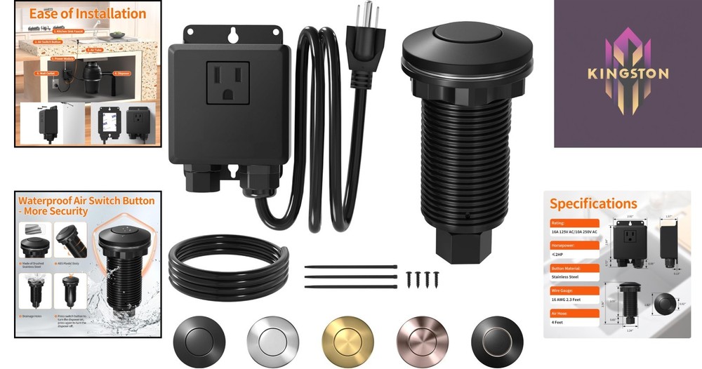 Durable Garbage Disposal Air Switch Kit with Long Button - Versatile & Stylish
