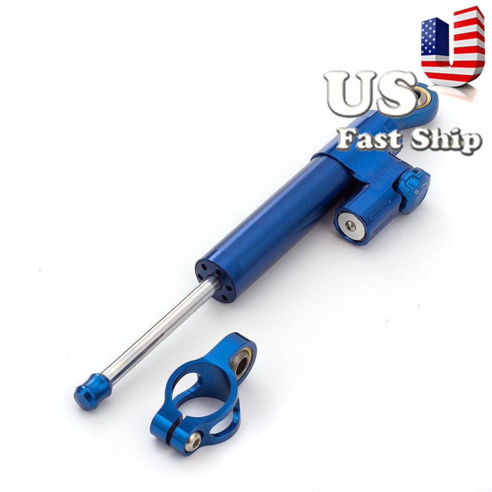 Motorcycle Steering Damper Linear Stabilizer Universal Safety Control Blue 1xpcs