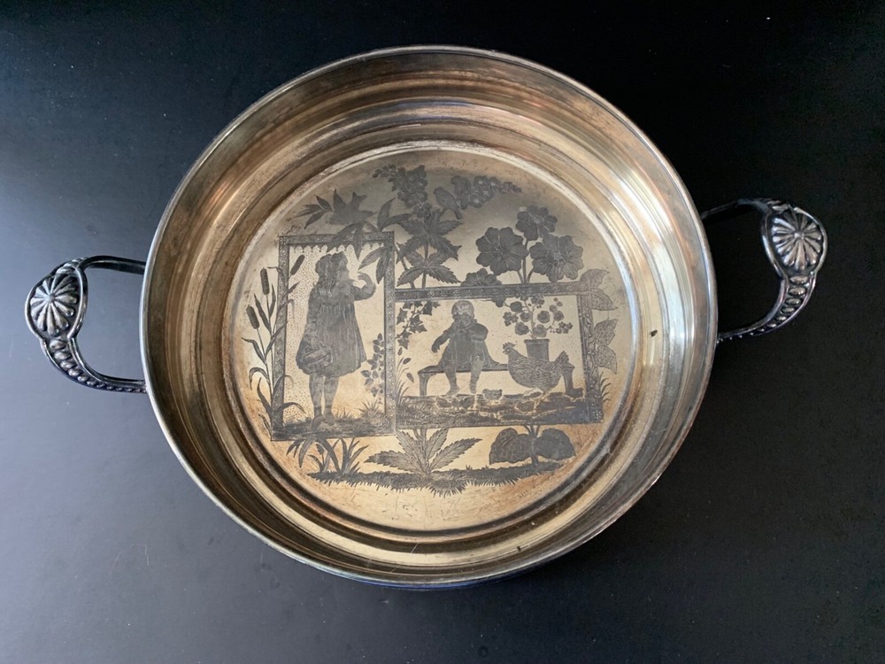 Simpson, Hall, Miller and Co. Silverplate Tray with Children's Scene