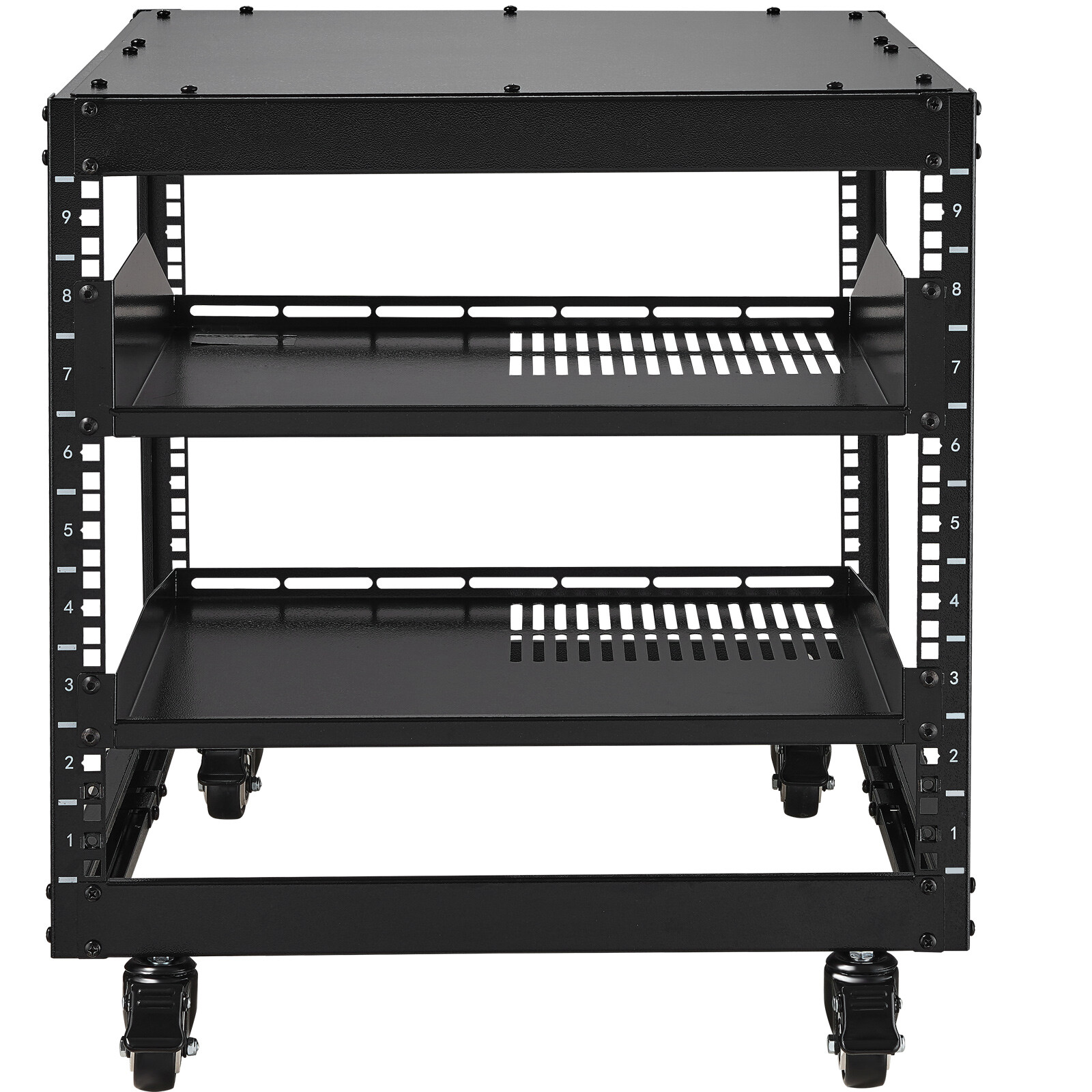 VEVOR 9U 4 Post Open Frame Server Rack Network Enclosure 23''-40'' Adjustable