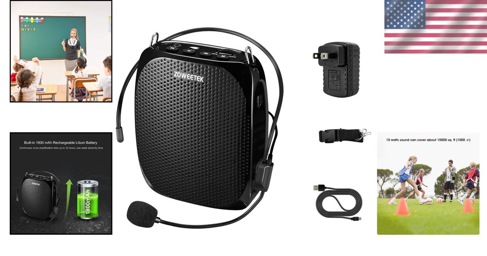 Compact Rechargeable Mini Voice Amplifier with Wired Mic - Perfect for Educators