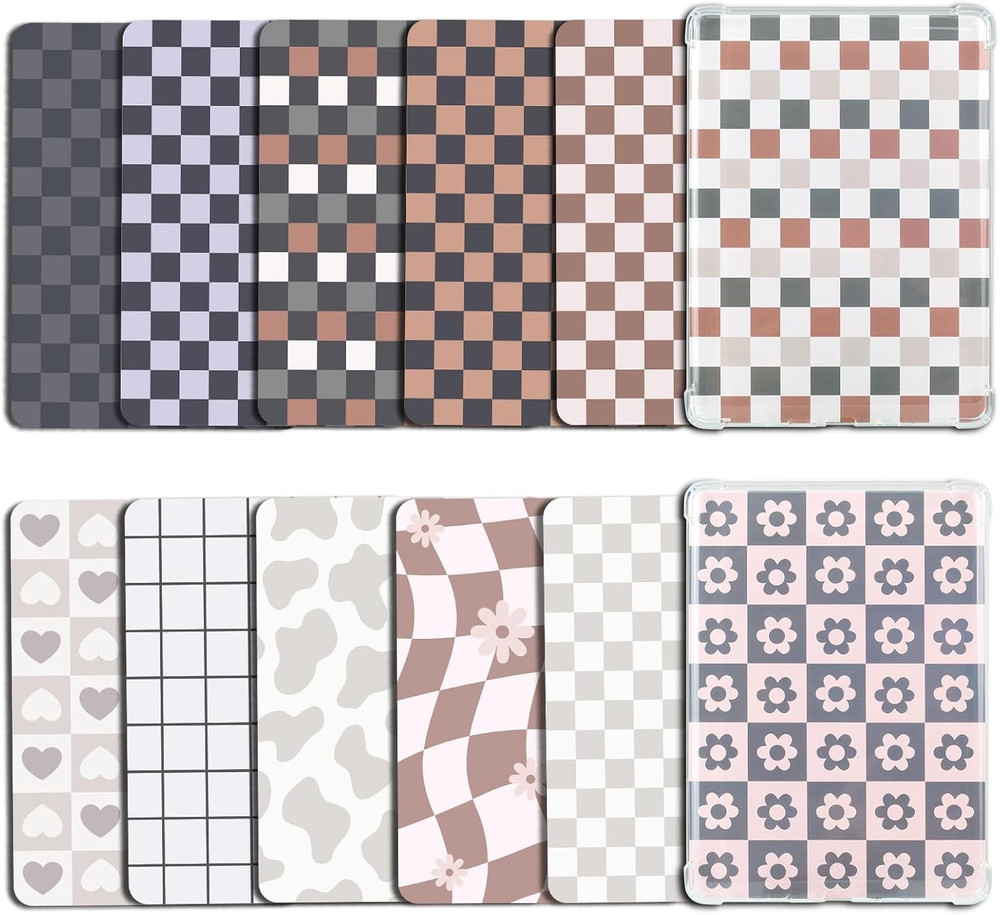 12PCS Cardstock Inserts for E-Reader Clear Case, 6.8" Simple Theme Decor