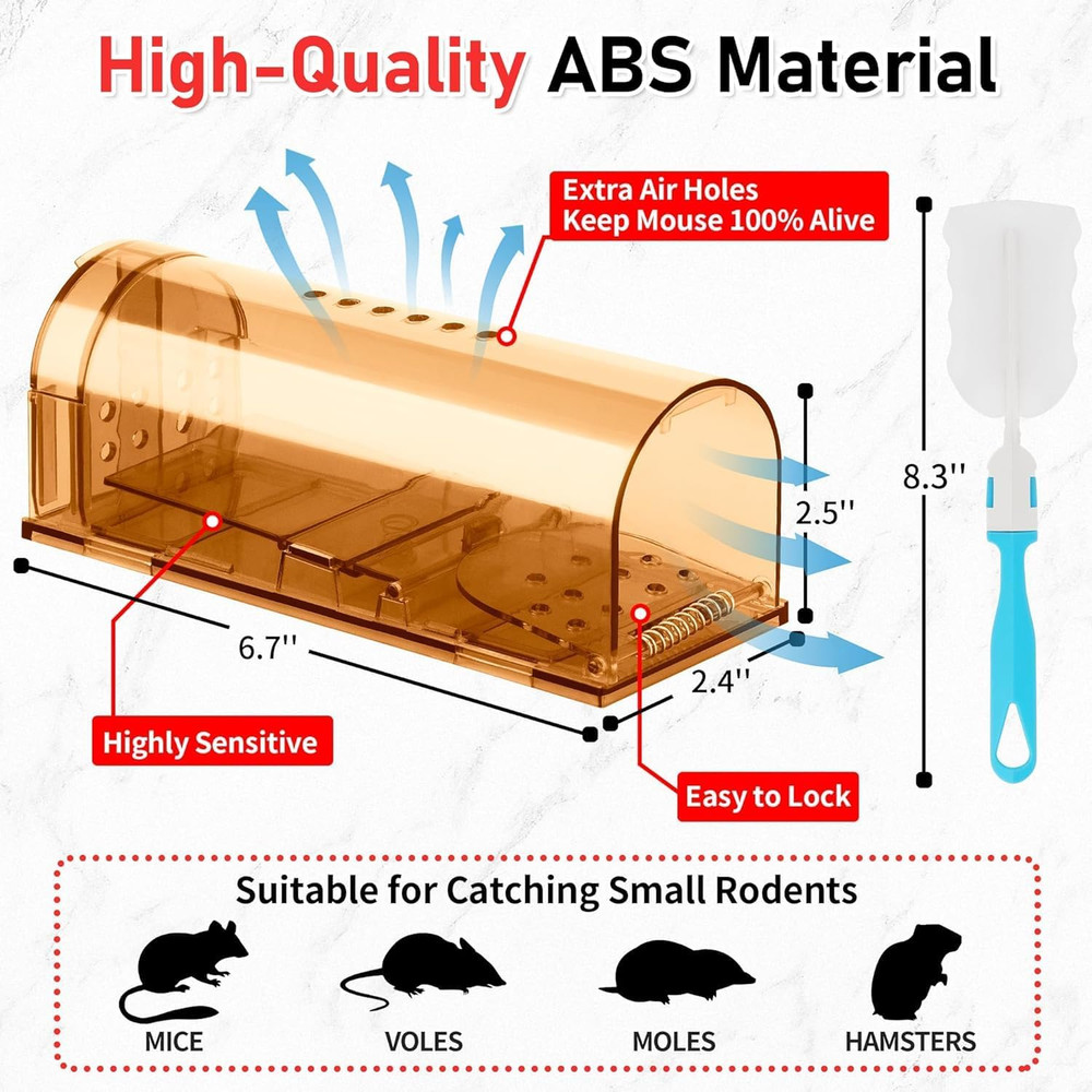 Humane Mouse Traps 6 Pack, Live Mouse Traps, Catch Release Mouse Traps Indoor fo