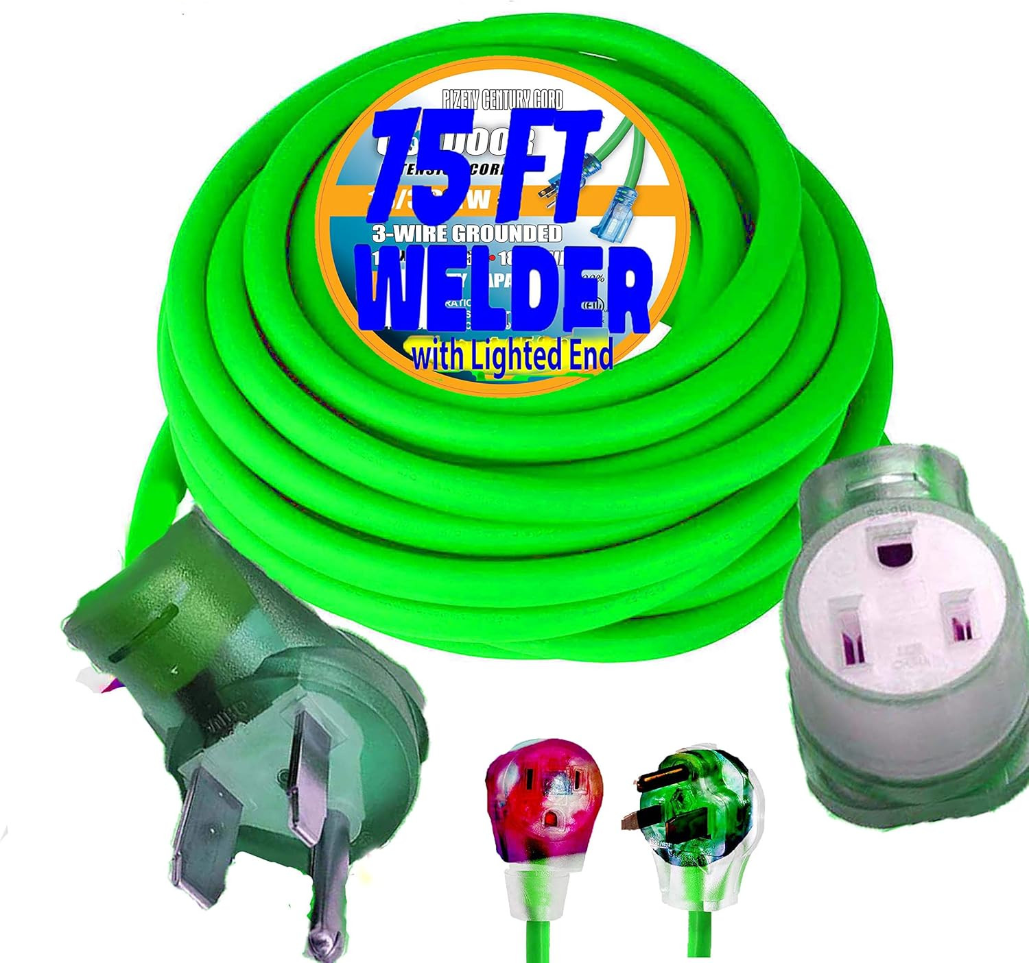 75FT Welder Extension Cord – 50 Amp, 10 Gauge 10/3, NEMA 6-50 Plug, 250V, Heavy