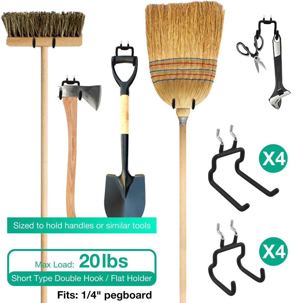 8-Pack Pegboard Hooks Peg Board Tool Utility Hooks & Hangers Fit 1/4" Pegboards