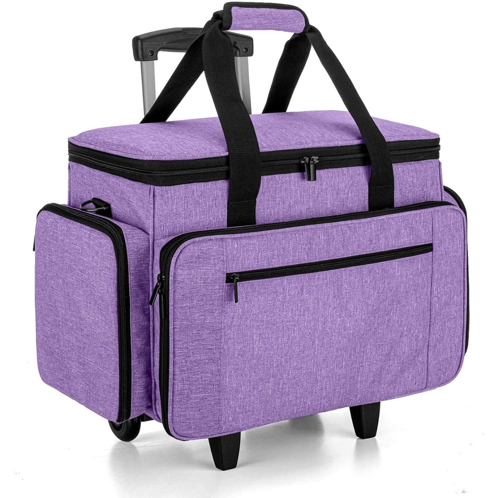 Sewing Machine Case with Detachable Dolly, Rolling Sewing Machine Tote with R...