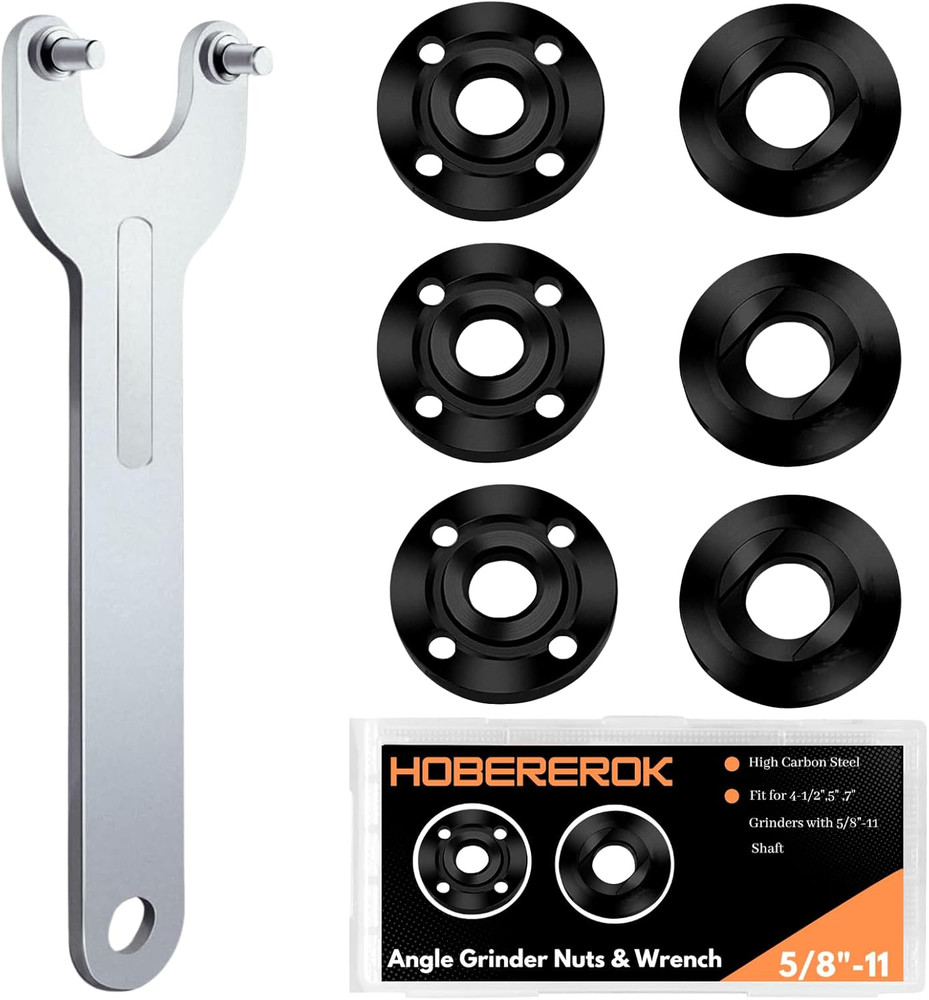 7PCS Angle Grinder Nut & Wrench Kit – 5/8-11 Thread Compatible with Dewalt, Mi